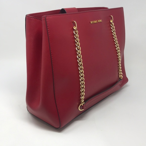Red Michael Kors Ellis Large Tote [Leather] - Picture 4 of 8